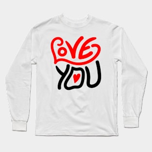 Love You Lettering Red Long Sleeve T-Shirt